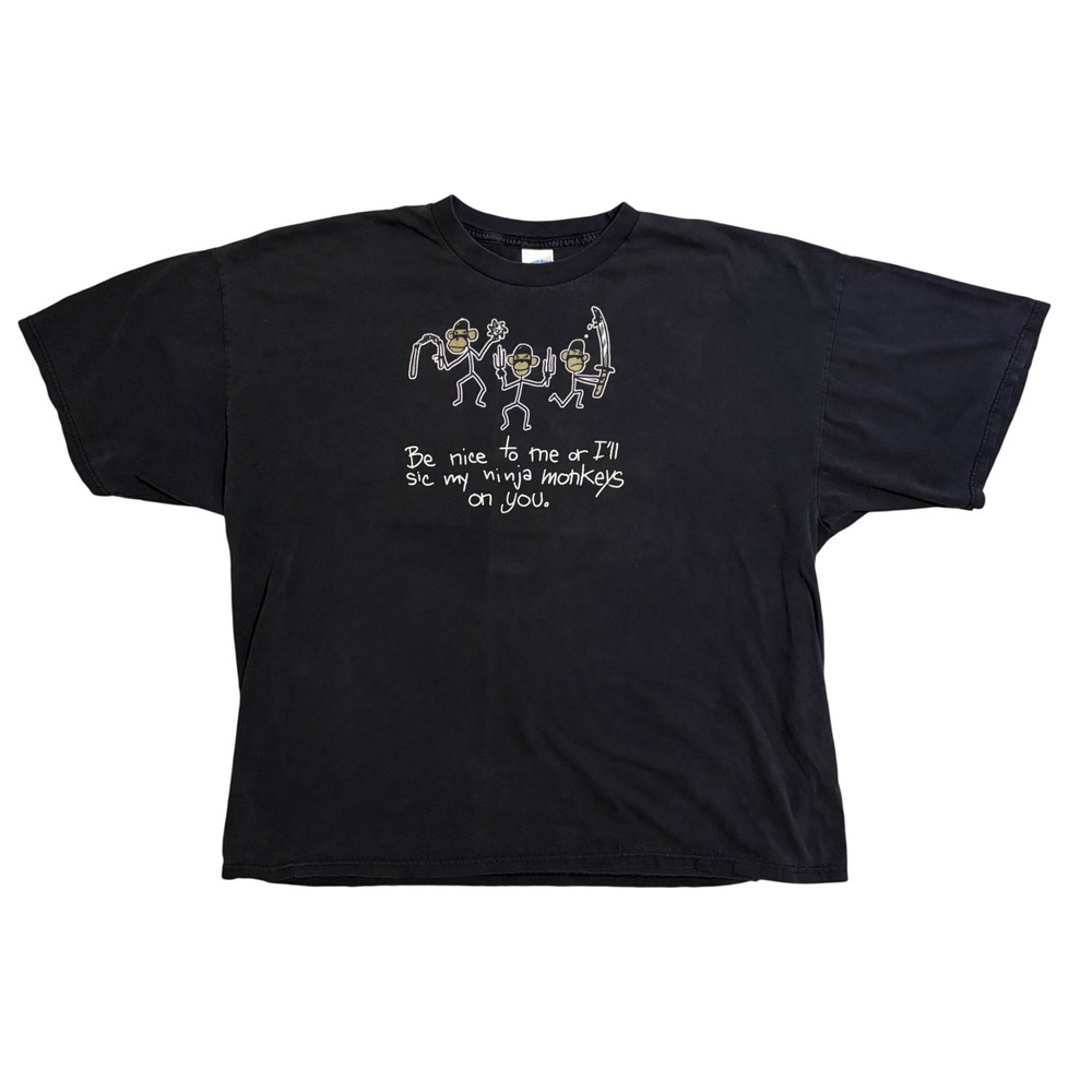 Y2K Tennessee River 3XL Ninja Monkeys Graphic T-Shirt Black Funny Humor Tee